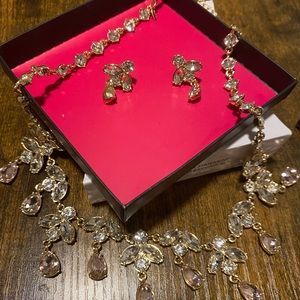Sparkling pink necklace and earrings set